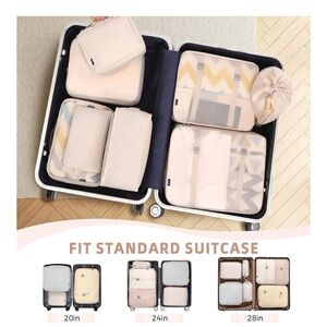 Bagail 7 Compartment Packing Travel Cube with Mesh Top. Cream. New